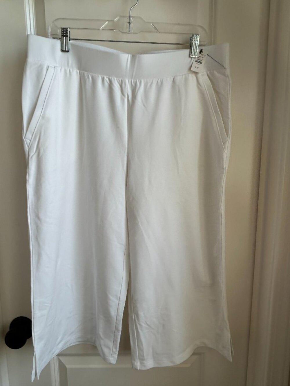 New White Crop Jersey Pants - Talbots T